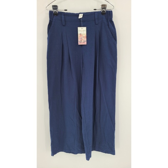 HALARA Women's Wide Leg Pleated Pants Size Medium NEW Blue Cotton Pleated - Picture 3 of 10